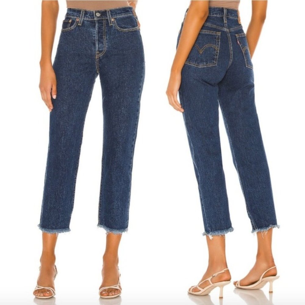 Levi’s Premium Wedgie Straight Leg in Below the Belt Dark Indigo Wash NWT - Picture 2 of 13